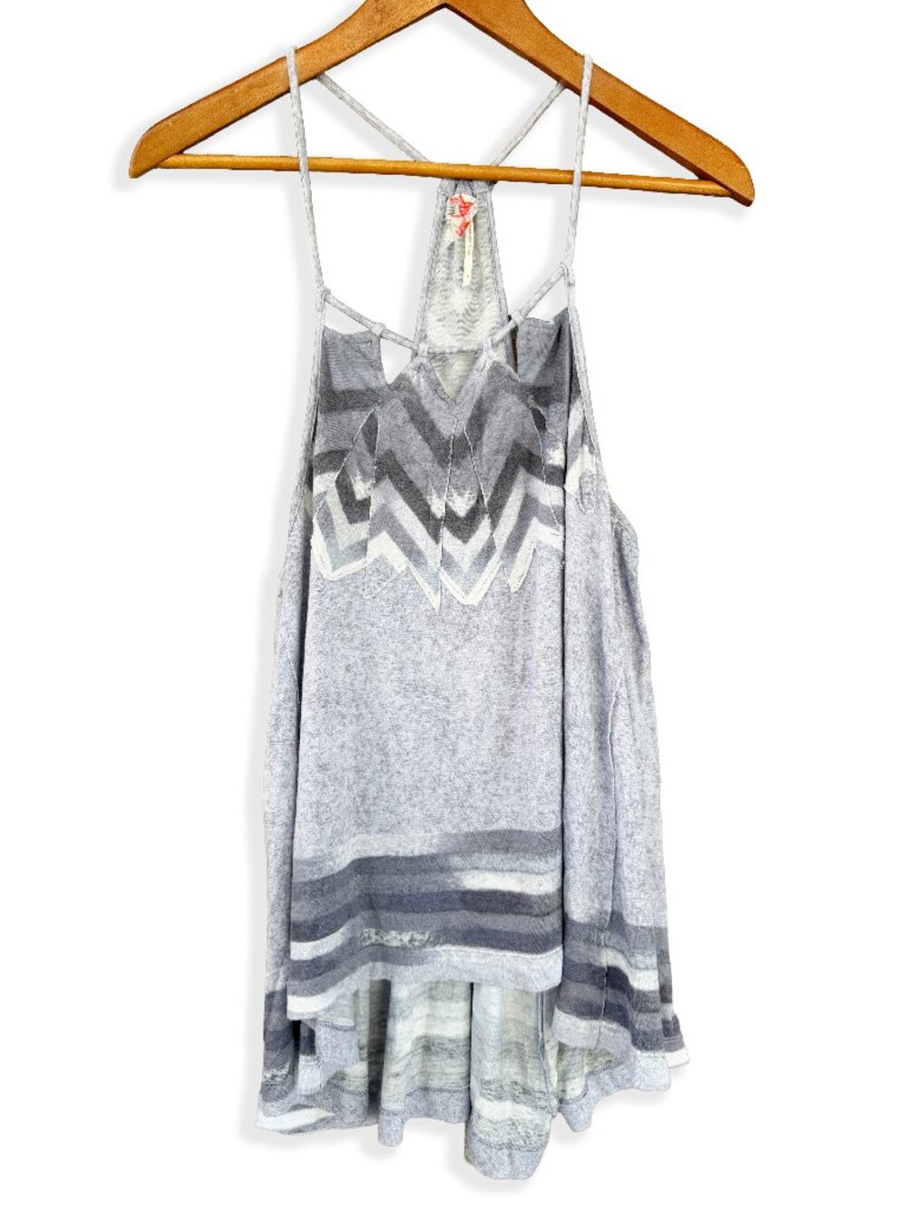 ☀️ Free People Geometric Chevron Strappy High Low Tank Top Gray L